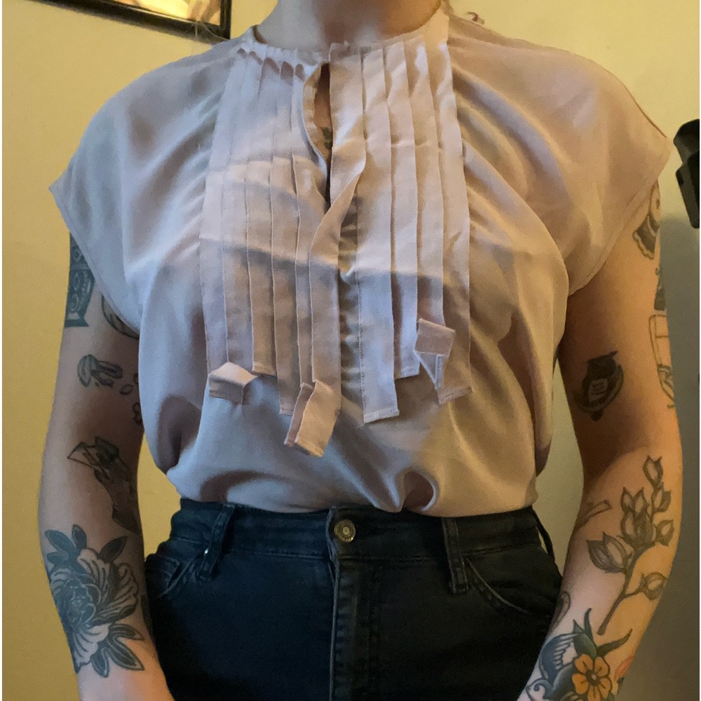 J.Crew pink layered ribbon top